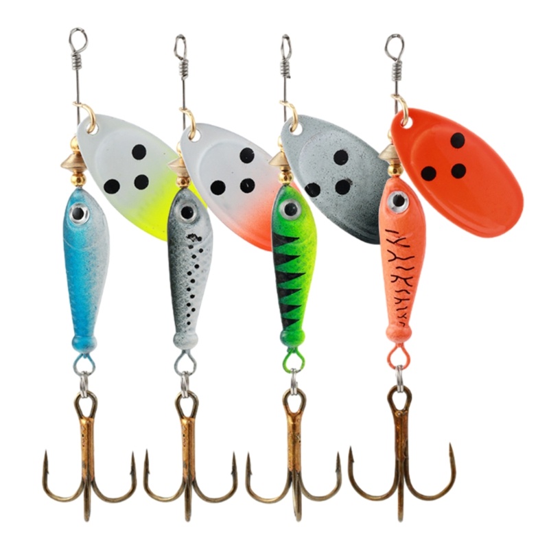 [CH] Mồi Câu Cá Spinner Với Ba Móc Mồi Kim Loại Kim Loại Cứng Mồi Spinner