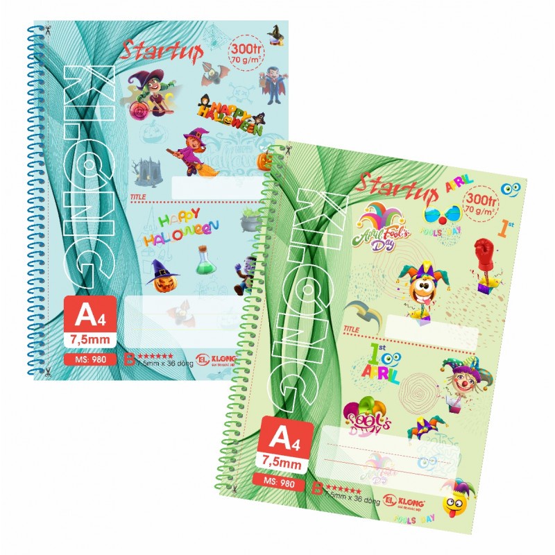Sổ lò xo đơn Start Up khổ A4 - 300 trang KLONG Ms 980