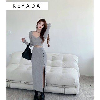 KEYADAI Chic váy nữ Đầm Body Cho thời váy Cute Casual hàn quốc Phong cách WLQ23B020R 52Z231229