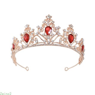 Vương miện cài tóc cô dâu đính pha lê đỏ thời trang zwinz2