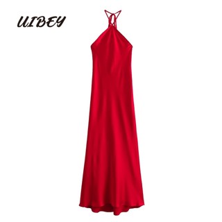 Đầm Hai Dây Dáng Dài Hở Lưng Thời Trang Uibey 9937