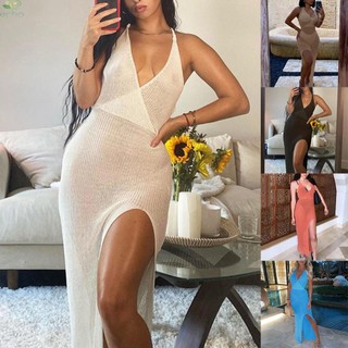 Đầm Maxi Đan Len Co Giãn Thời Trang Quyến Rũ Cho Nữ
