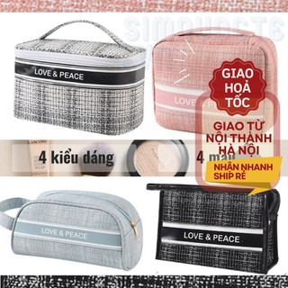[Mẫu mới] Túi đựng mỹ phẩm du lịch Bóp Ví đựng mỹ phẩm đồ trang điểm Love & Peace TMP15