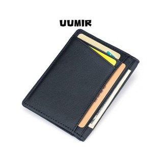 Uumir ví da thật mini gập đôi đựng thẻ tiện dụng giá đỡ