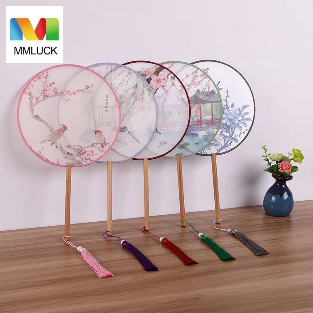Quạt Tròn Thêu Họa Tiết Phong Cách Trung Hoa Cổ Điển Dùng Làm Đạo Cụ Chụp Ảnh Cưới / Trang Trí Nhà Cửa