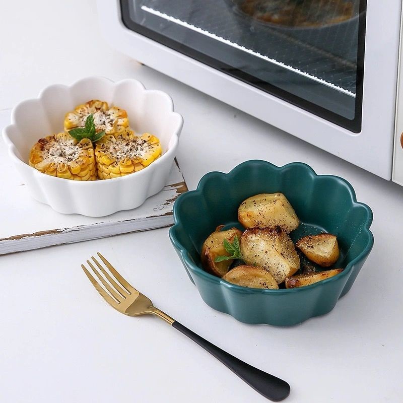 Nordic style Internet celebrity household ceramic salad bowl pattern creative baking bowl oven micro