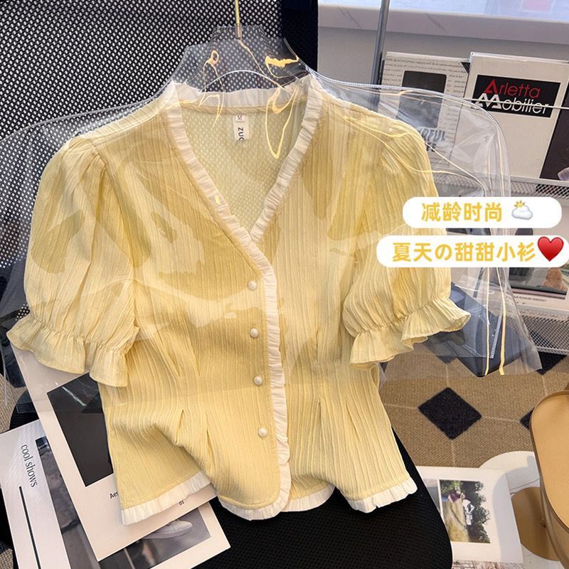 Áo Sơ Mi chiffon Tay Ngắn Cổ Chữ v Thời Trang Mùa Hè Dành Cho Nữ