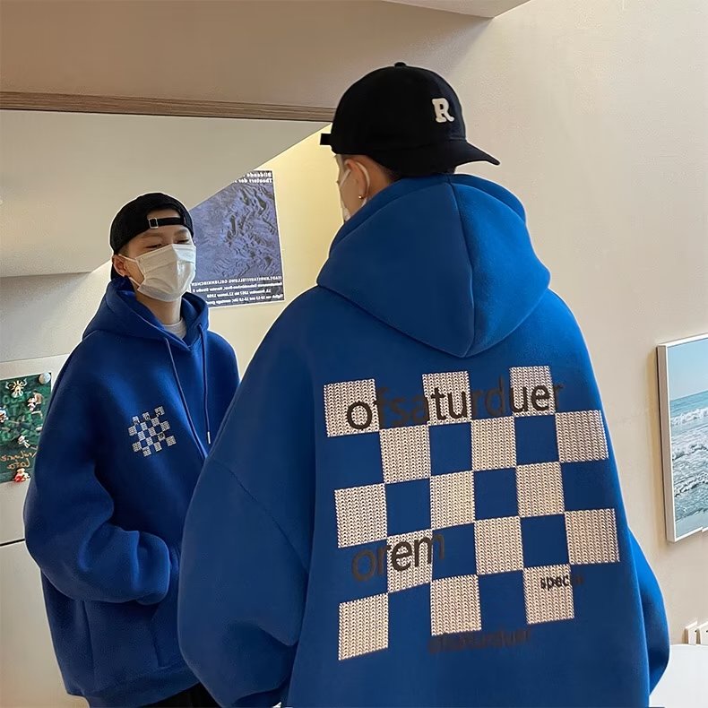 Áo hoodie Nam Nữ Họa Tiết Ca Rô Thời Trang Hàn Quốc Cho áo hoodie mũ áo hoodie unisex form rộng Bigsize