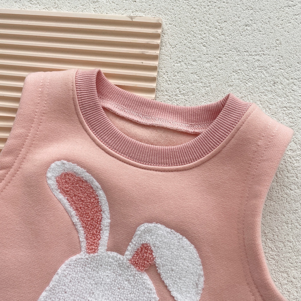 Áo Thun Không Tay In Hình Gấu Và Thỏ Dễ Thương Cho Bé 0-2 Tuổi