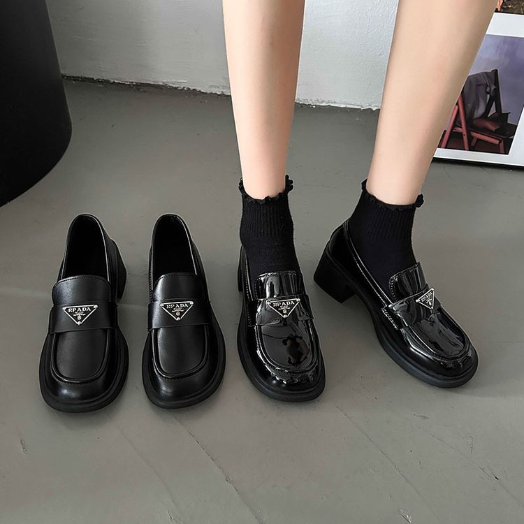 Giày Lười Da pu Mũi Tròn Phong Cách Anh Quốc Thời Trang Cho Nữ