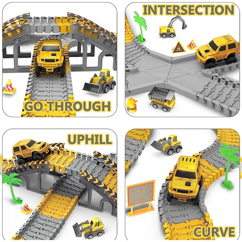 CONSTRUCTION RACE TRACKS FOR KIDS BOYS TOYS CAR TOY FLEXIBLE TRACK PLAYSET DIY RAILWAY