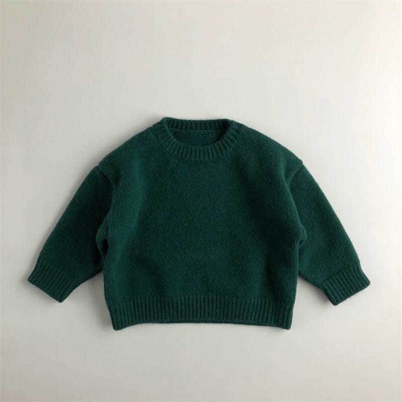 Áo sweater Cổ Tròn Màu Trơn Phong Cách Hàn Quốc Thời Trang Thu Đông Cho Bé