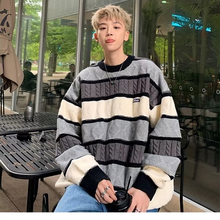 Áo Khoác sweater Dệt Kim Dày Dáng Rộng Kiểu retro Thời Trang Thu Đông Cho Nam