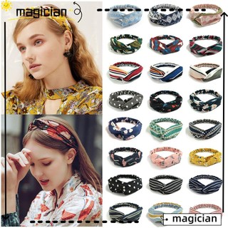 Khăn turban cài tóc thắt nút in họa tiết phong cách bohemian thời trang