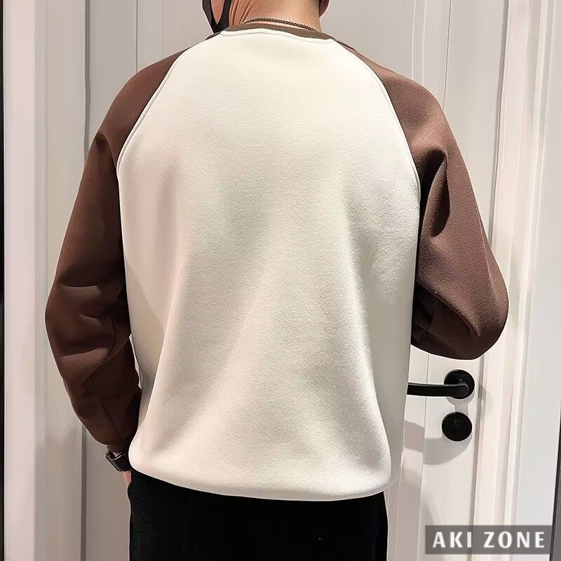 Áo Thun sweater Tay Dài Phối Màu Tương Phản Thời Trang Xuân Thu 2023 Cho Nam