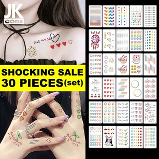 Bộ 30 miếng dán hình xăm tạm thời phong cách hàn quốc kim hyuna mặt cười trái tim chống thấm nước lâu trôi
