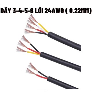 Dây điện nhiều lõi 24awg đồng 100% - dây 3-4-5-6 lõi 0.22mm