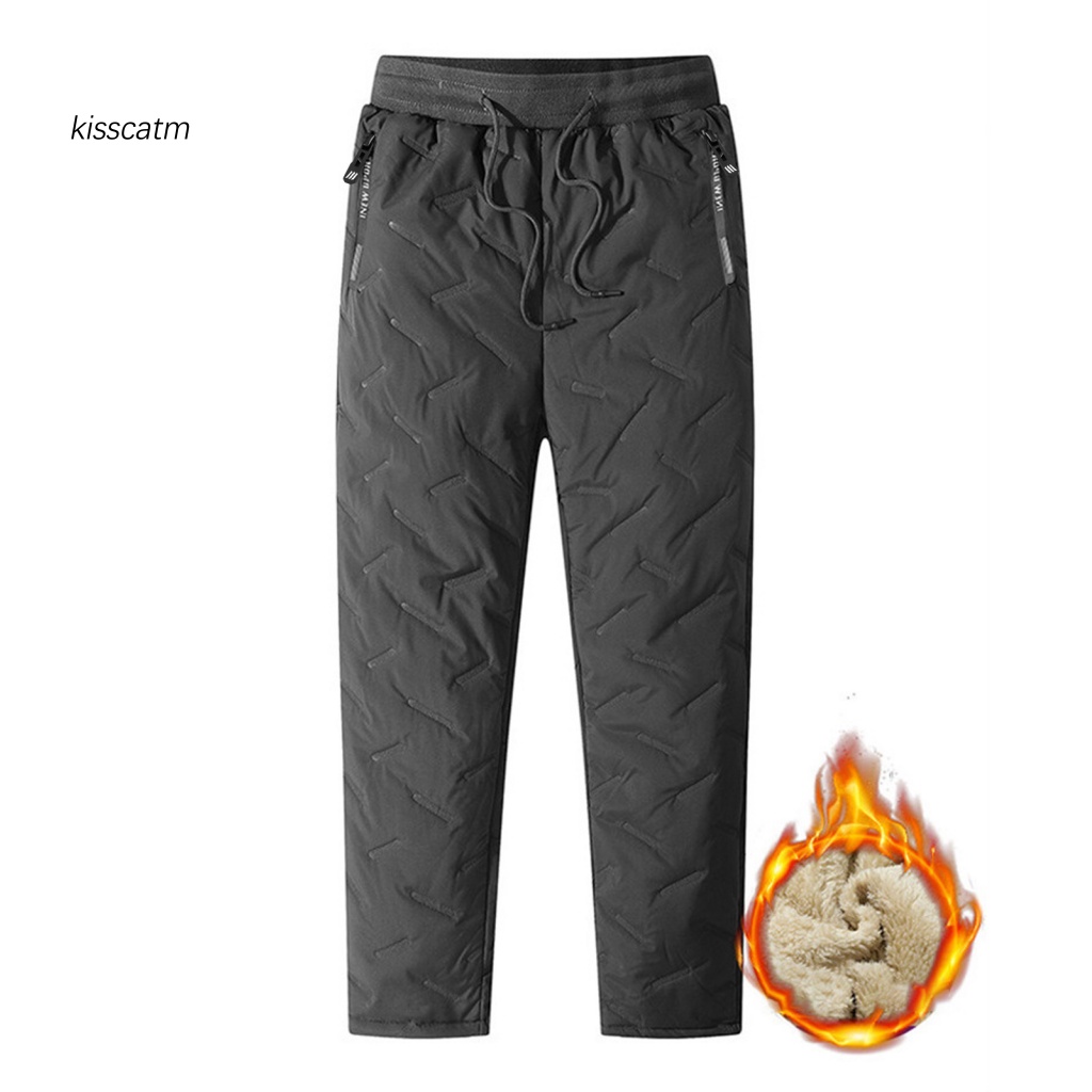 Quần jogger Màu Trơn Lót Lông Cừu Giữ Ấm Mùa Đông Cho Nam