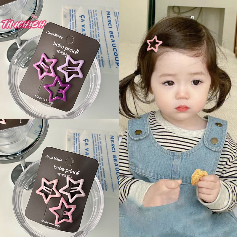 Bộ 3 Kẹp Tóc bb y2k Bằng Kim Loại Hình Ngôi Sao Nhiều Màu Dễ Thương Cho Bạn Gái