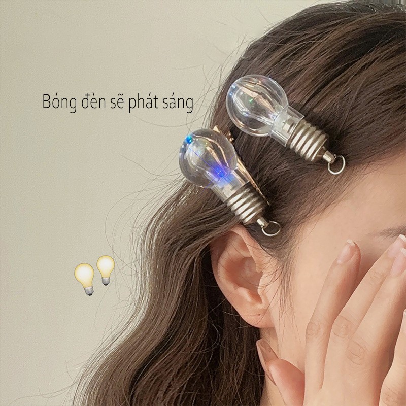 Kẹp Tóc Hình Bóng Đèn Phát Sáng Dễ Thương Cho Nữ