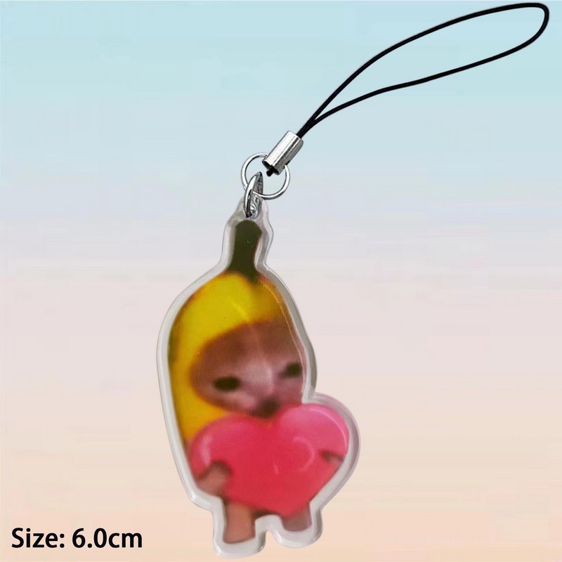 Móc Khóa Điện Thoại Hình Mèo Ăn Chuối Ngộ Nghĩnh