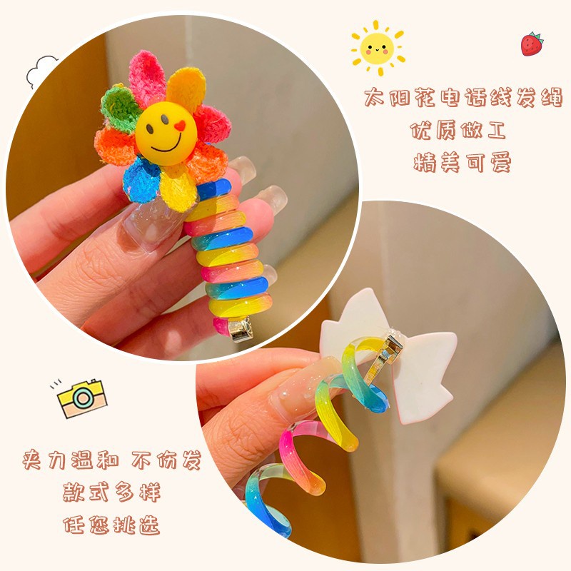 Dây Buộc Tóc Cao Su buộc tóc lò xo Co Giãn Đính Hoa Nhỏ Dễ Thương Cho Nữ Và Trẻ Em