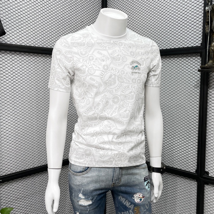 Hàng Có Sẵn!Áo Thun cotton Tay Ngắn Dáng Ôm Thêu Họa Tiết Trẻ Trung Thời Trang Cao Cấp Cho Nam 2023