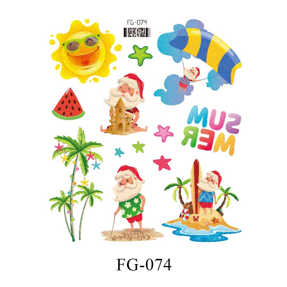 Hình Xăm Dán Giáng Sinh Lấp Lánh Lâu Trôi Họa Tiết Hoạt Hình Dễ Thương Cho Trẻ Em