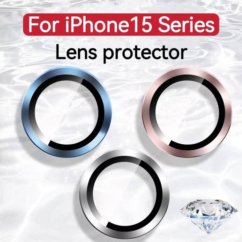 Dành Cho iPhone 15 PLUS Vòng Kim Loại Kính Cường Lực Full Cover Camera Bảo Vệ Ống Kính Cho iPhone 15