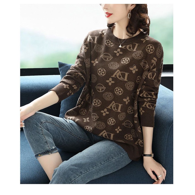 Áo Sweater Dệt Kim Dáng Rộng Thời Trang Mùa Thu Cho Phái Nữ