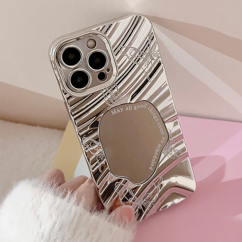 Ốp Điện Thoại Dẻo Tráng Gương Họa Tiết Bươm Bướm & Sóng Nước Độc Đáo Cho iphone 15 pro max 14 13 12 11 max xr ix 78plus