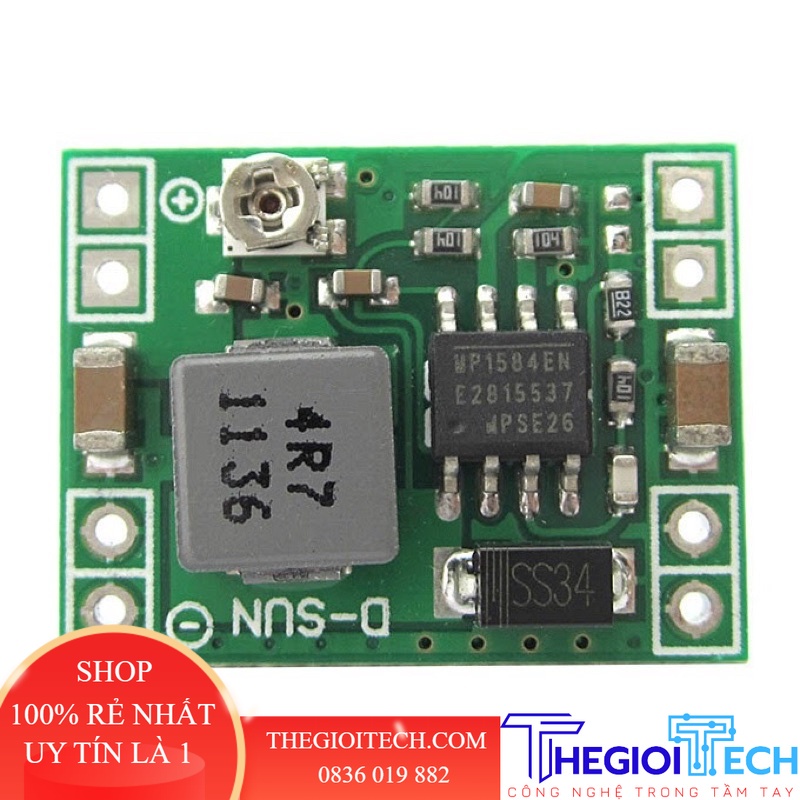 Mạch nguồn hạ áp mini ra 5v 3A BUCK DC MP1584 - Đầu ra điều chỉnh