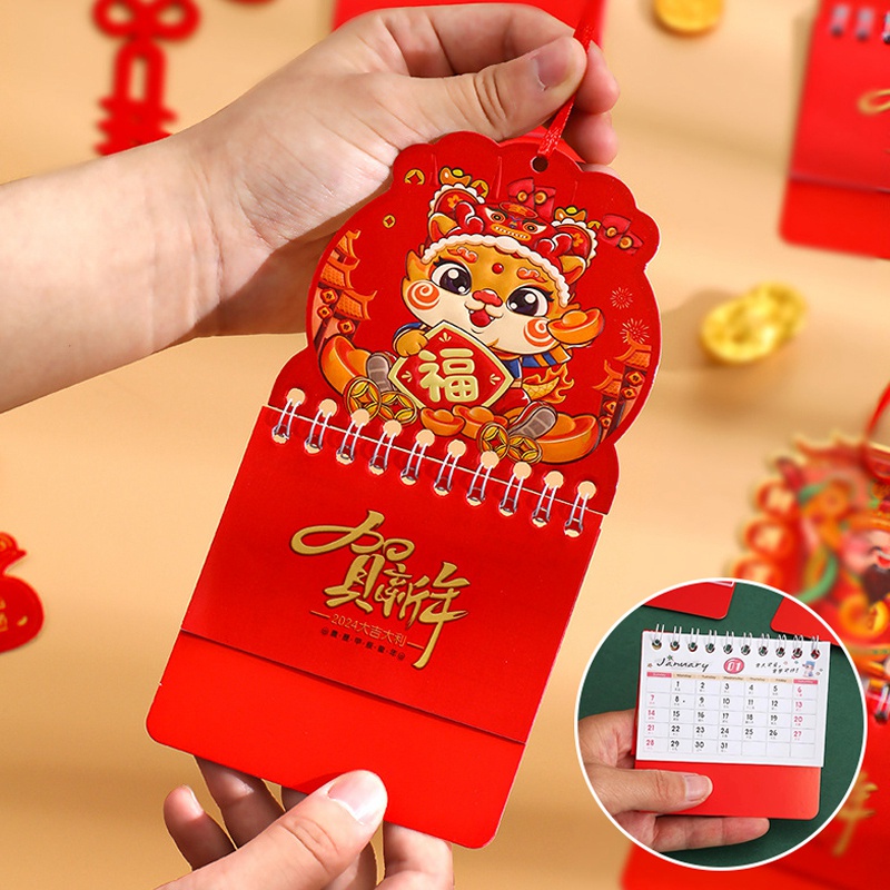 Lịch 2024 mini Để Bàn Họa Tiết Hoạt Hình Dễ Thương Trang Trí Nhà Cửa / Văn Phòng