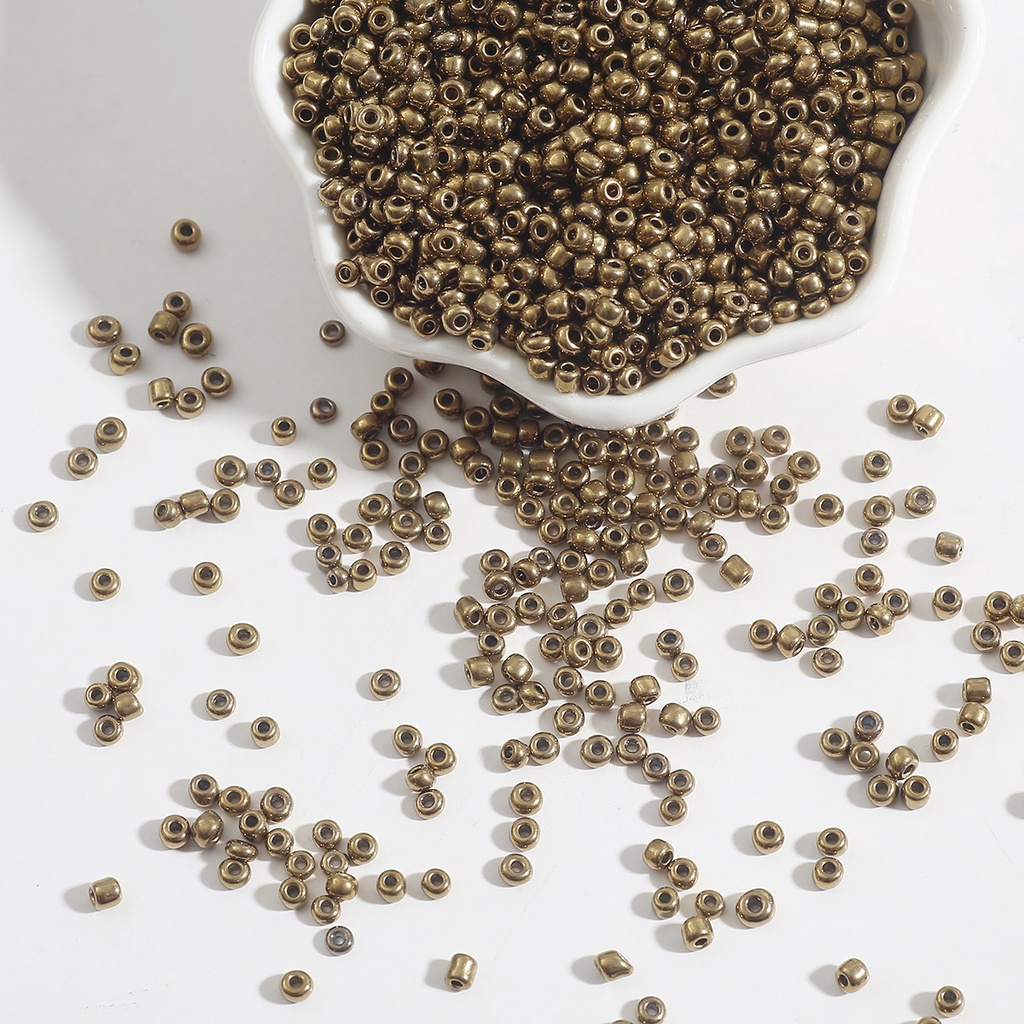 Set 500 / 250 / 70 Chuỗi Hạt Thủy Tinh Tròn Bằng Kim Loại 2mm / 3mm / 4mm Tự Làm Trang Sức