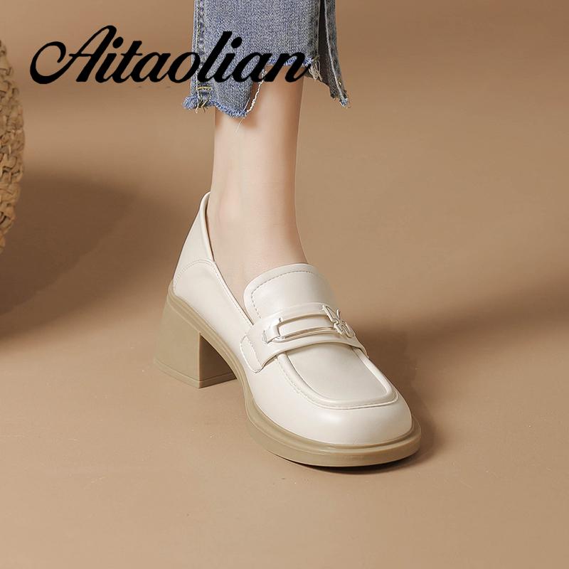 Giày Da Cao Gót 5.5cm Phong Cách retro Anh Quốc Cho Nữ