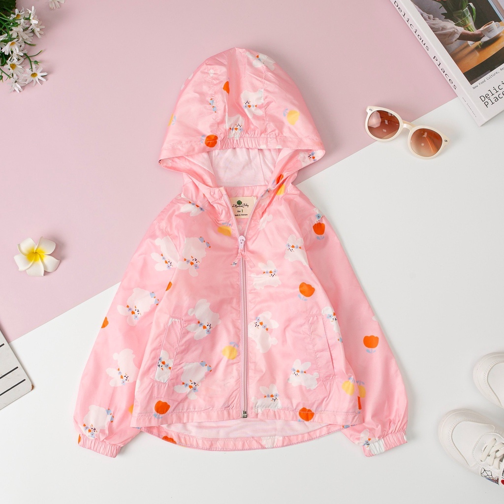 Áo gió thu đông LITIBABY dáng suông, họa tiết cho bé từ 21kg - 38kg
