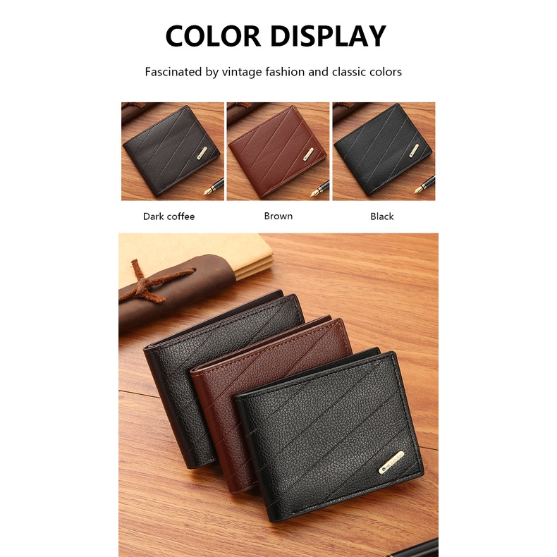 Ví Da Ngắn Gập Ba Thời Trang Dành Cho Nam