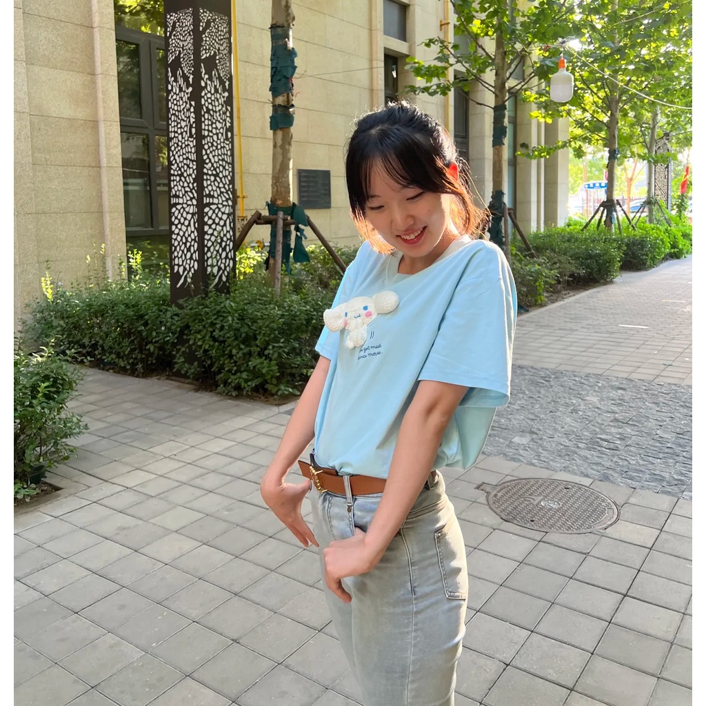 Áo Thun 100% cotton Tay Ngắn In Hình cinnamoroll 3d Dễ Thương