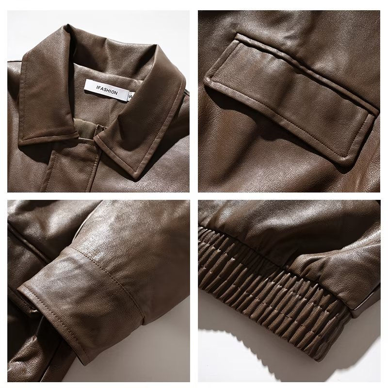 Áo Khoác Da pu Dáng Rộng Phong Cách vintage Hàn Quốc Cho Nam Nữ