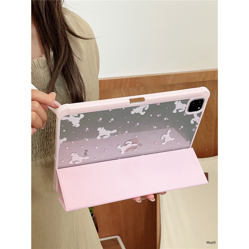 Bao Da Máy Tính Bảng Bằng acrylic Hình Thỏ Hoa Cho Ipad 10.2 10 10.9 Mini 6 Ipad 9.7 Air 4 Pro 11 / 12.9 Gen 9 Ốp
