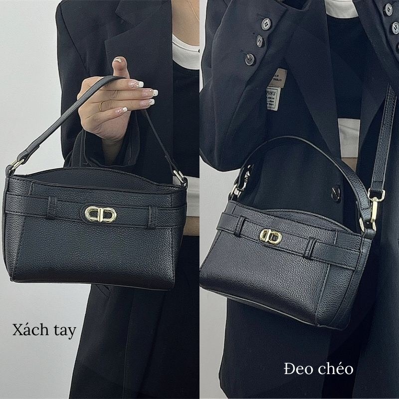 Túi xách nữ cầm tay đeo chéo màu đen chất da PU mã mới hottrend mã t84 TIEMGIAYYEN3