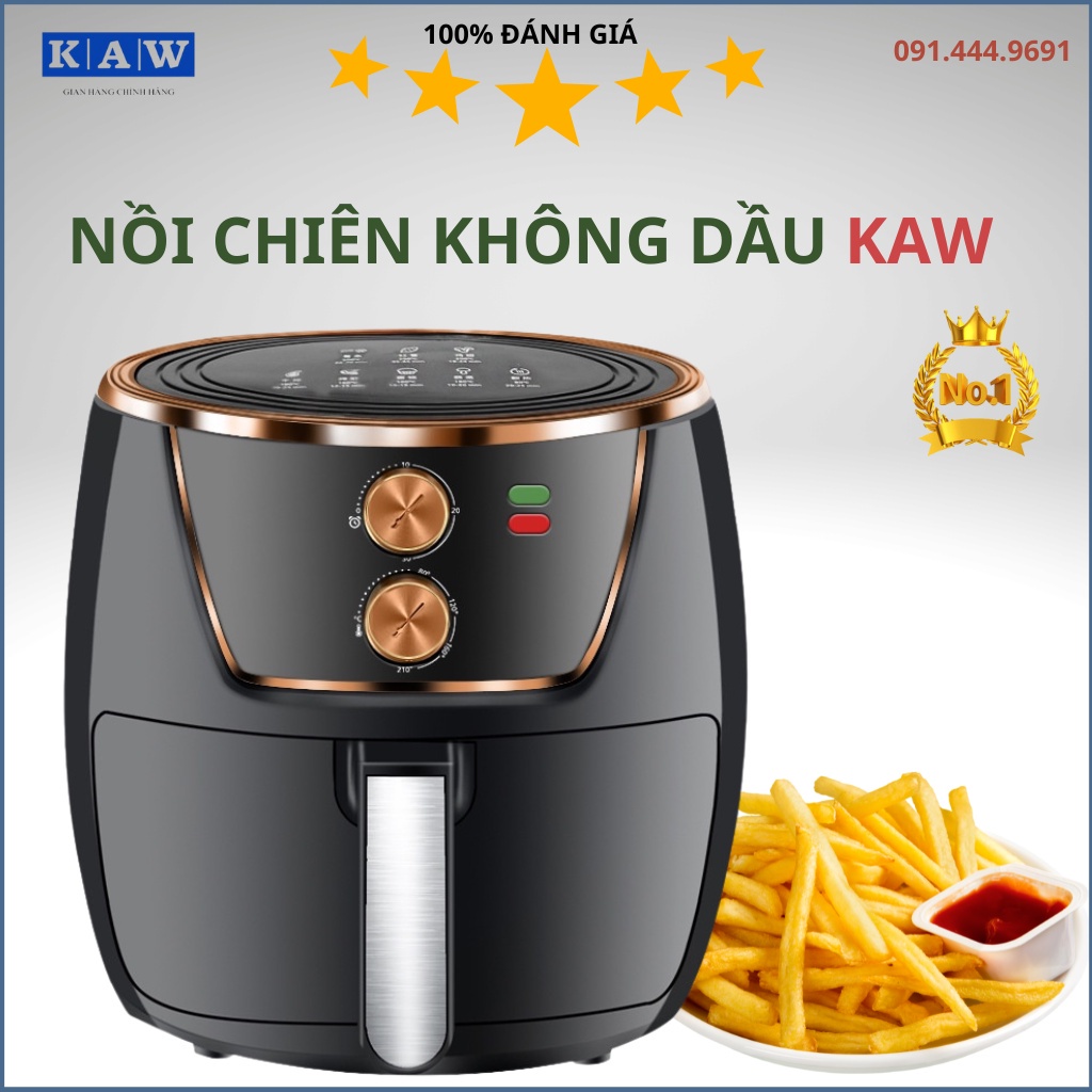 Nồi chiên không dầu KAW Chính Hãng thể tích 8L- Bảo hành 1 đổi 1 12 tháng.