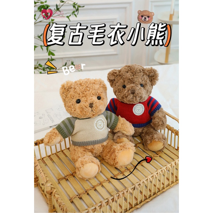 Trẻ Em Búp Bê Gấu Bông Retro Áo Len Gấu Áo Búp Bê Sang Trọng Đồ Chơi Gấu Bông Búp Bê Tặng Búp Bê Gối Ngủ