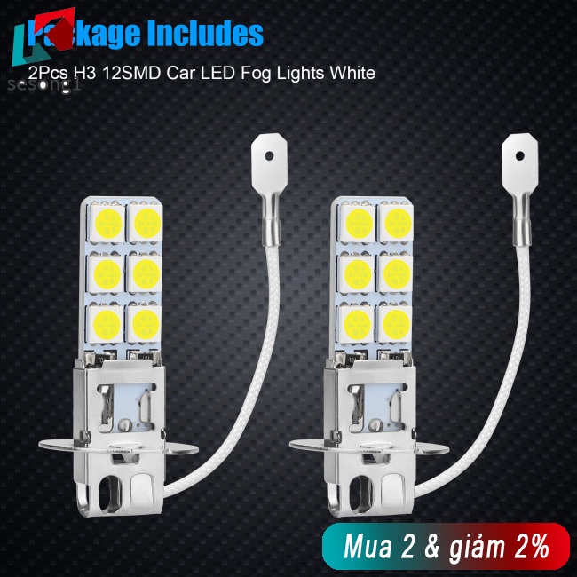 Sesong Set 2 Đèn Pha h3 6000k 1800lm Ánh Sáng Trắng 360 Độ Chuyên Dụng Cho Xe Hơi