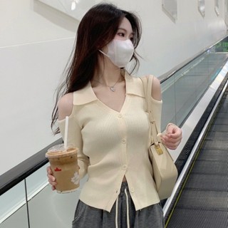 Áo len nữ dài tay trễ vai dáng ôm gợi cảm