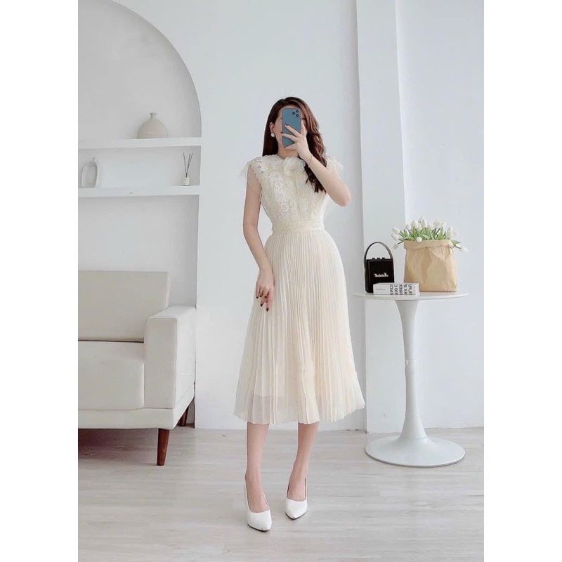 Váy ren dập ly tiểu thư dự tiệc, đầm ren tiệc cưới miiu