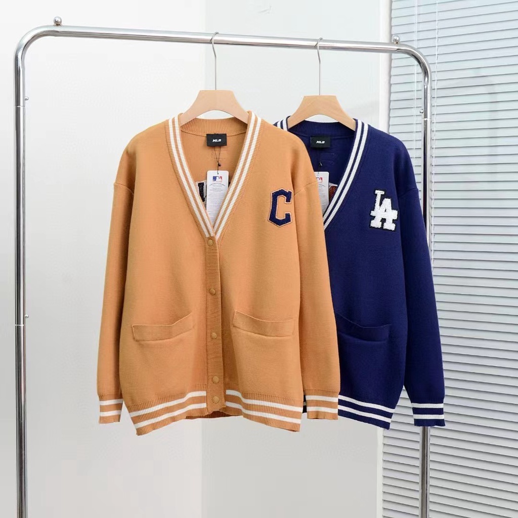 Áo Khoác cardigan Dệt Kim mlb23 Phong Cách retro Mùa Thu Chất Lượng Cao Cho Nam Nữ