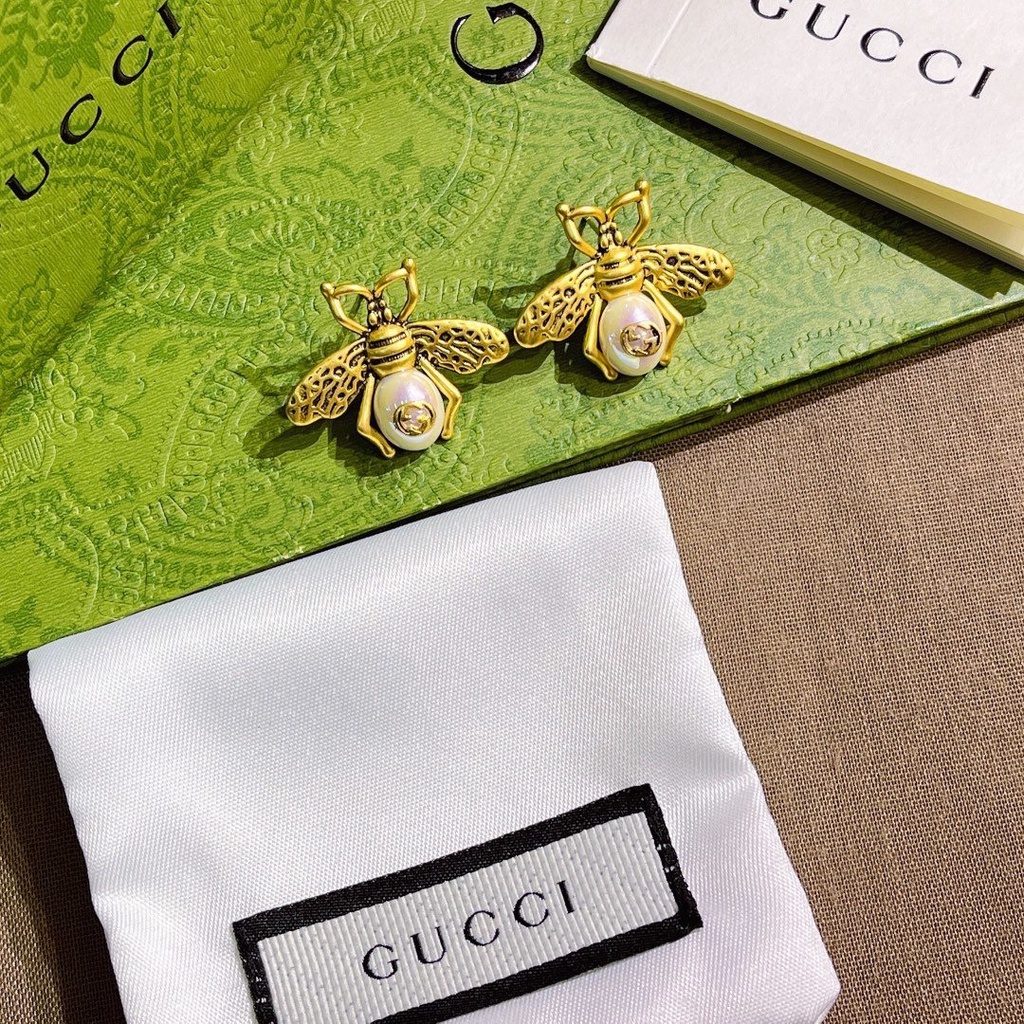 Bông Tai Gucci Bằng Thép Titan Chống Thấm Nước Không Gỉ Hình Chữ gg Đôi Thời Trang Cho Nữ