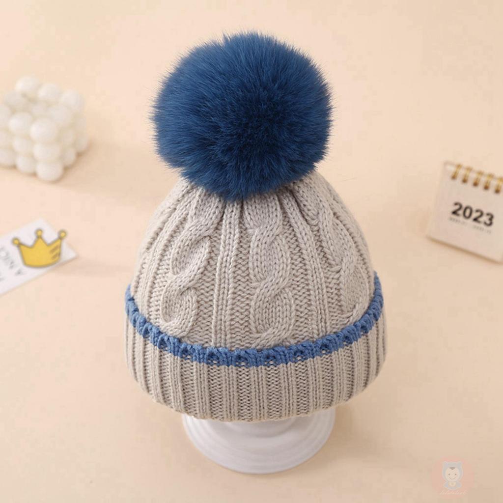 Mũ beanie Đan Len Màu Sắc Tương Phản Thời Trang Mùa Đông Cho Bé Trai 0-12 Tháng Tuổi laa6-baby