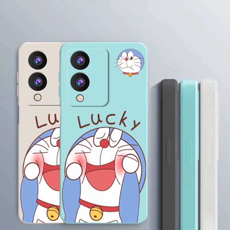 Ốp Điện Thoại silicon Dẻo Hình doraemon May Mắn Dễ Thương Cạnh Thẳng Cho vivo y17s